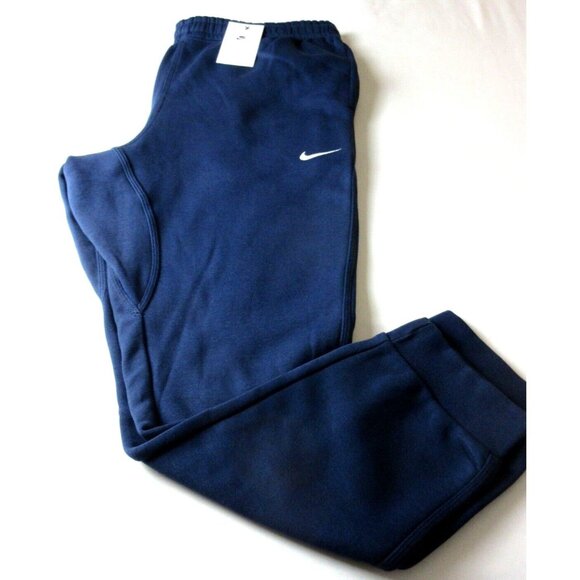 Nike Club Men's Tapered Leg Fleece Lined Jogger pants Midnight Navy Blue NWT - Picture 2 of 5